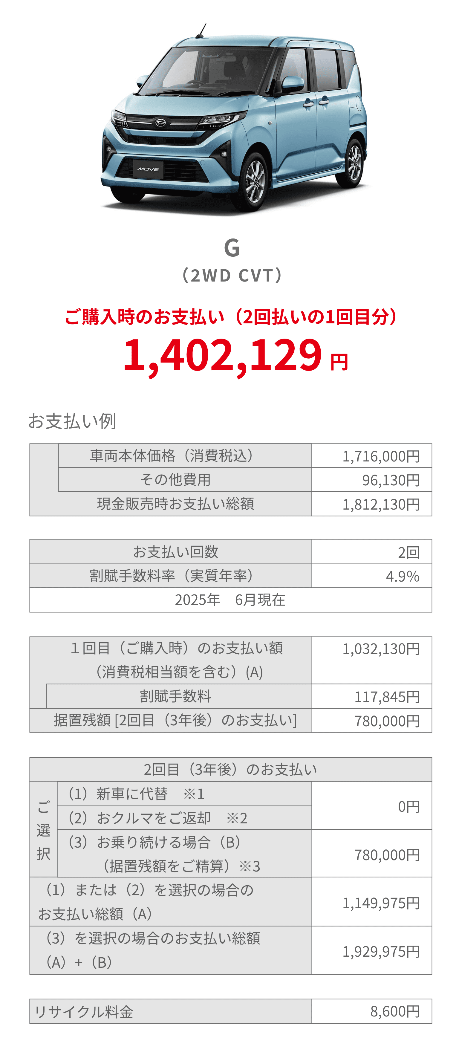 お支払い例 G