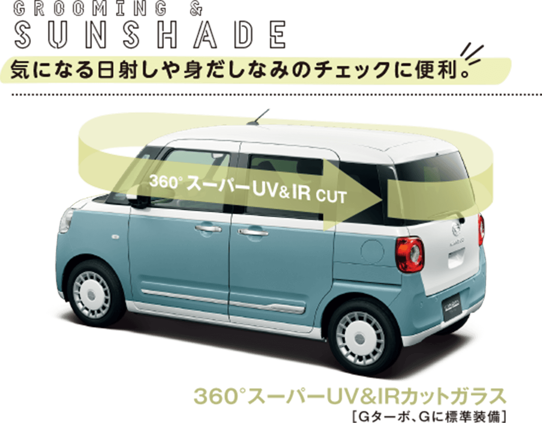 気になる日射しや身だしなみのチェックに便利