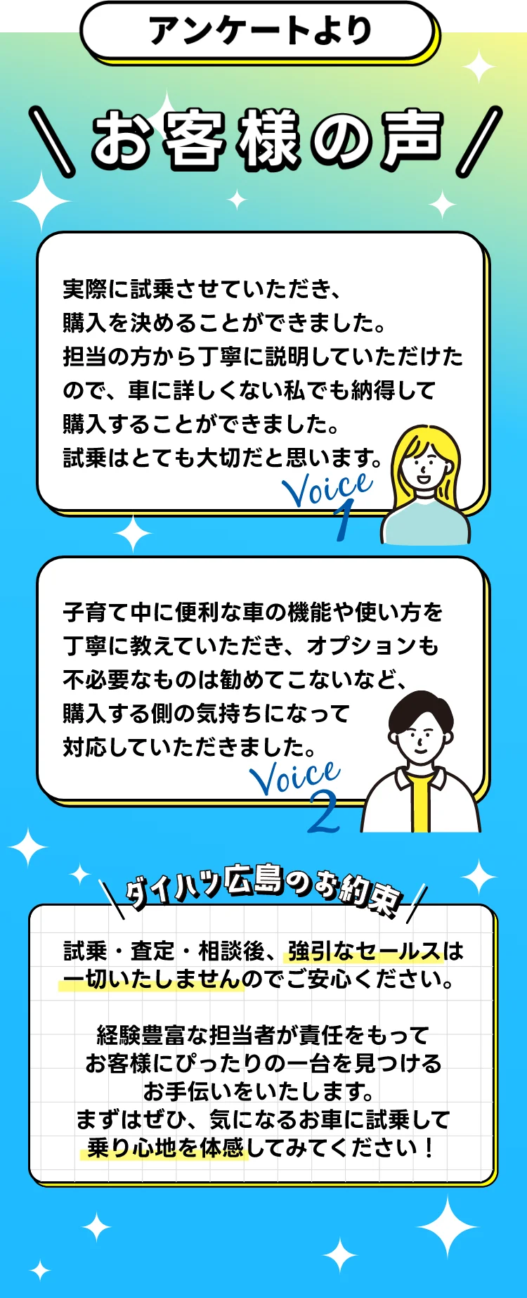 アンケートよりお客様の声