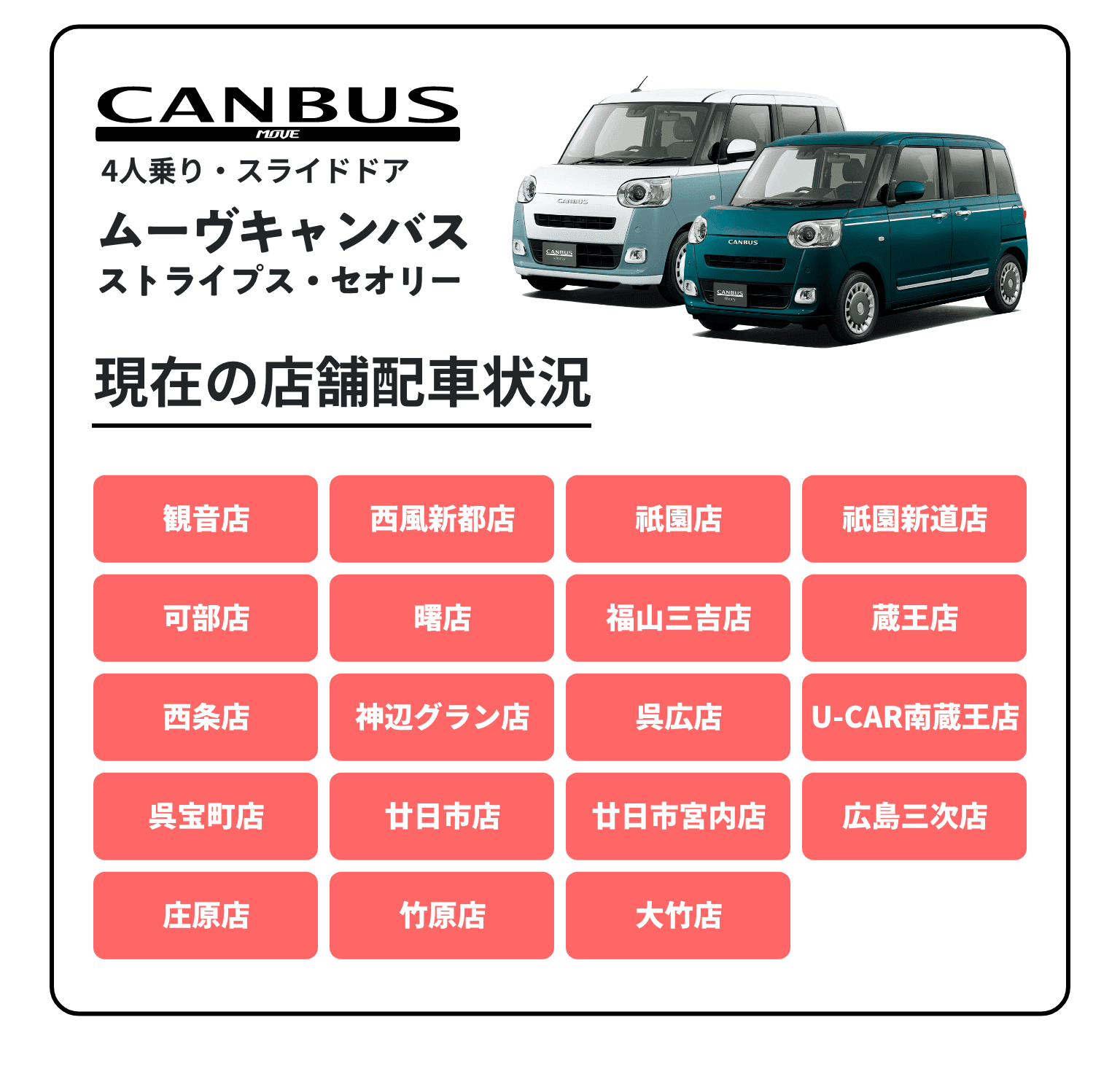 ムーヴキャンバス ストライプス・セオリーの現在の店舗配車状況