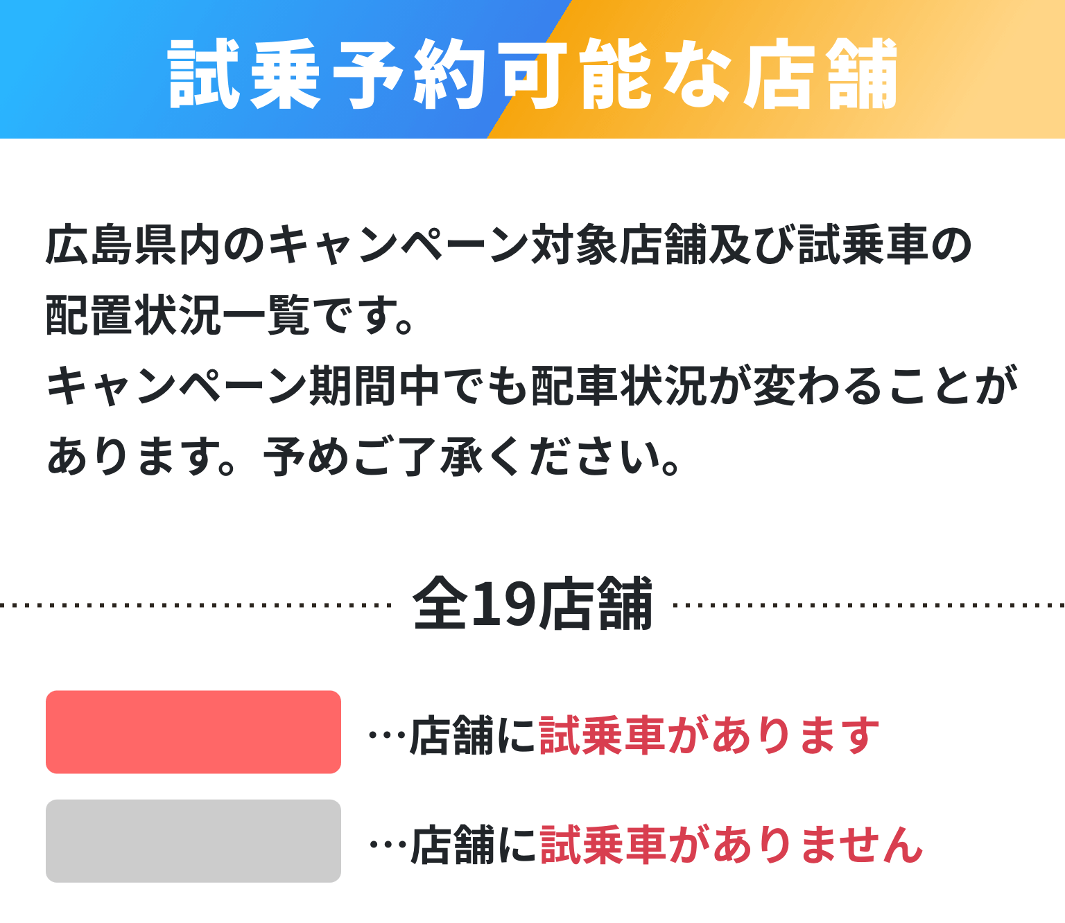 試乗予約可能な店舗