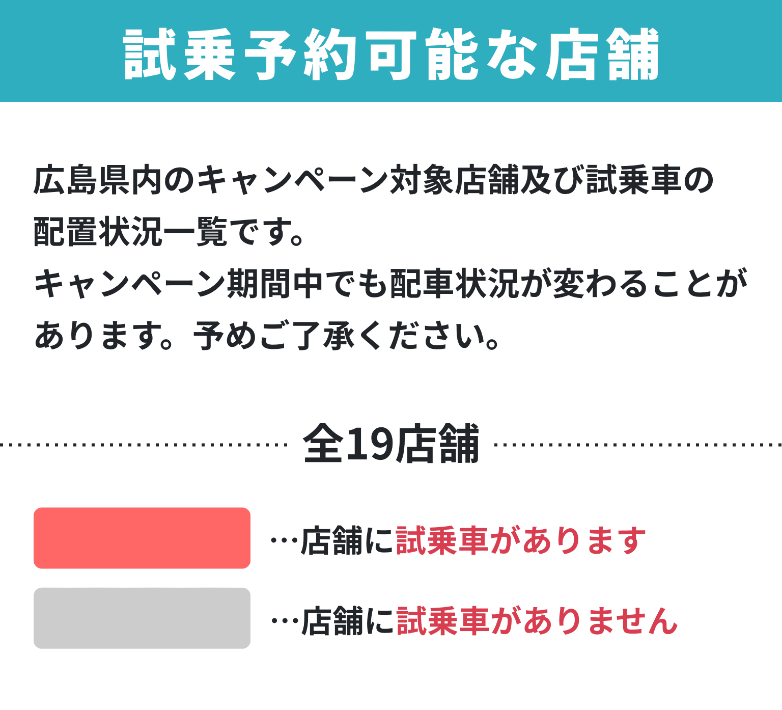 試乗予約可能な店舗